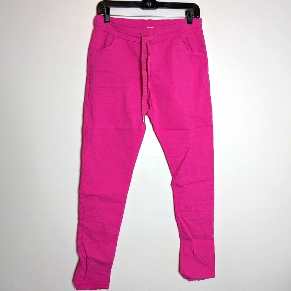 Pink Crinkle Jeans Pants